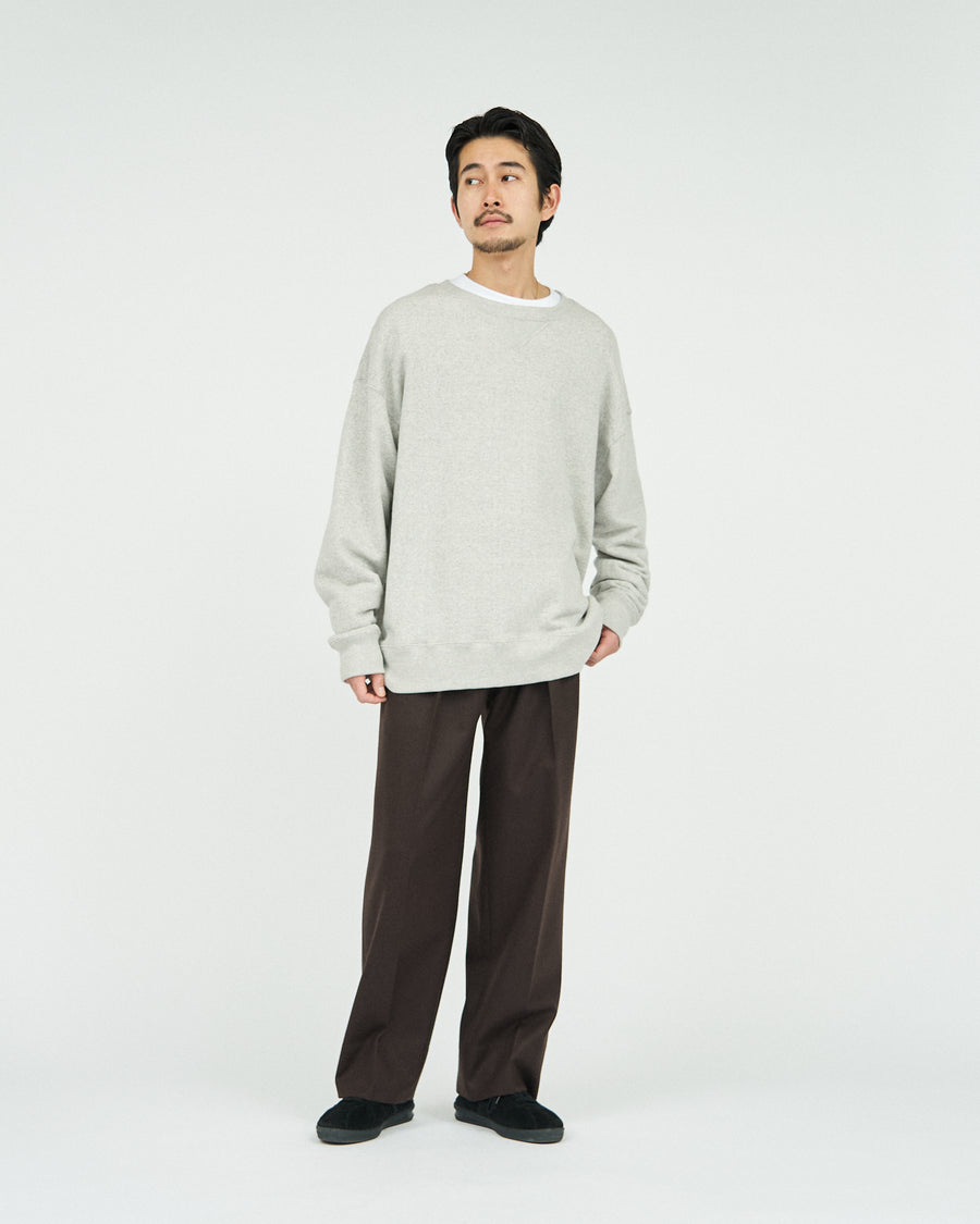 WOOL FRANNEL DRAPE 2-TUCK STRAIGHT SLACKS