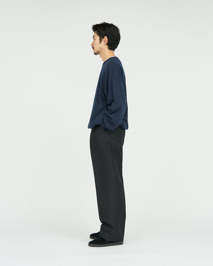 SILK AND WOOL SMOKING 2-TUCK STRAIGHT SLACKS