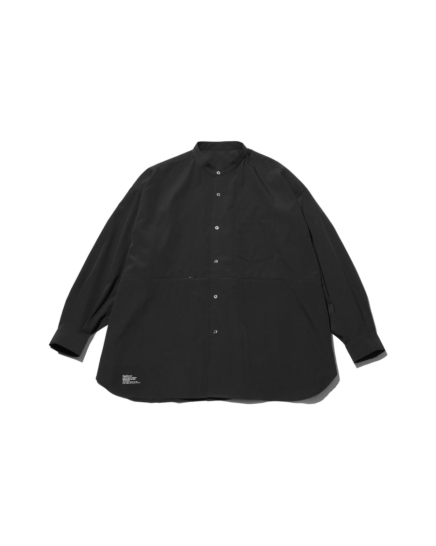 STRETCH MATTE TAFFETA BAND COLLAR SHIRT