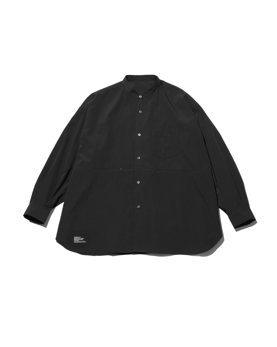 STRETCH MATTE TAFFETA BAND COLLAR SHIRT